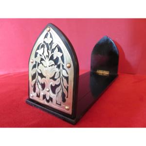 Pair Of Extendable And Folding Bookends, In Wood And Openwork Brass, Napoleon III Period