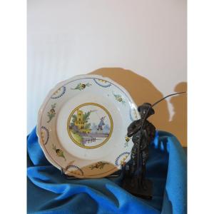 Nevers Earthenware Plate: The Fisherman, 18th Century 