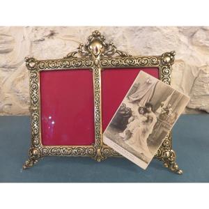 Bronze Frame Or Photo Holder, Double, To Put Down.