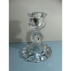 Baccarat Crystal Candle Holder, "bamboo Torse" Model