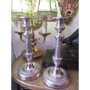 Pair Of 19th Century Silver-plated Candlesticks