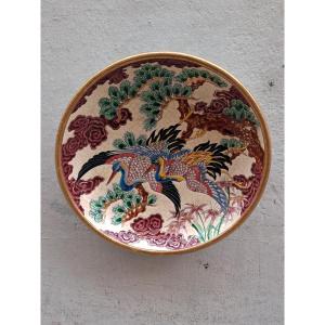 Longwy Large Deep Platter, "birds Of Our" Signed By P. Mignon, Art Workshop, Limited Edition