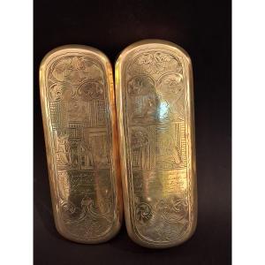 Dutch Repoussé Brass Snuffbox With A Domestic And Erotic Scene, 18th Century 