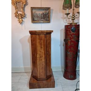Column, Occasional Piece Of Furniture, With Cherry Wood Door, With Chamfered Corners, Late 19th Century