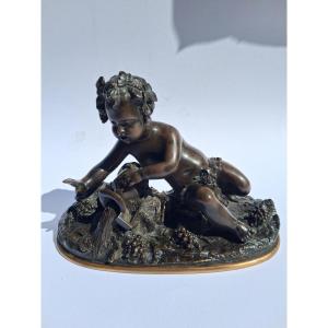 Auguste Moreau (1844-1917) After "bacchus As A Child At The Spring" In Bronze, 19th Century 