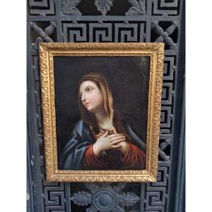 Religious Painting Of The Virgin In Meditation 18th Century Period