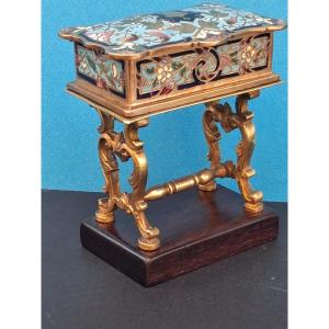 Jewelry Box In Bronze And Cloisonné Enamel, 19th C