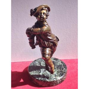 Child Bronze: The Young Harvester, Marble Base 19th C