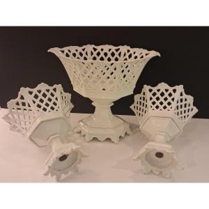 Suite Of Three White Porcelain Openwork Bowls, 19th Century