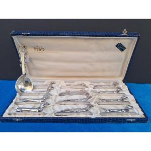 Set Of Twelve Silver-plated Knife Rests , Animals . Sfam Silverware