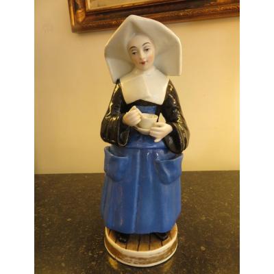 Tisanière Porcelain Polychrome Representative A Religious Old Paris XIX