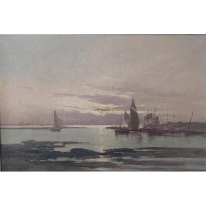 Eugène Galien-laloue "marine", Oil On Canvas, Signed