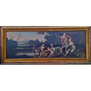 Italy, 17th Century: Oil On Panel "venus And Adonis"