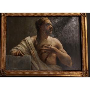 19th-century Neoclassical School, Portrait Of A Man In A Toga