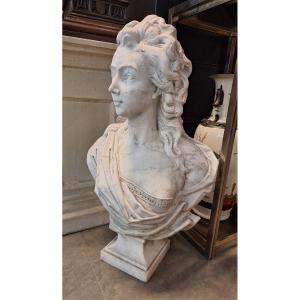 Bust Of A Woman In White Marble In The 18th Century 19th Century Style