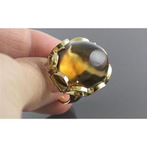 Gold And Cabochon Citrine Ring