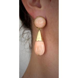 Gold And Coral Earrings