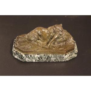 Bronze Lioness And Ostrich