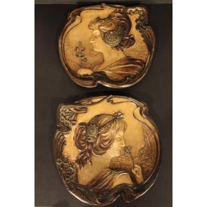 Art Nouveau Decorative Plates By Alfons Mucha