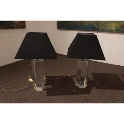 Pair Of Plexiglass Lamps