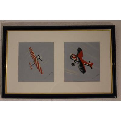 Aerobatic Aircraft Watercolor