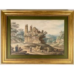 Watercolor Of The Funerary Monument Of The Horatii