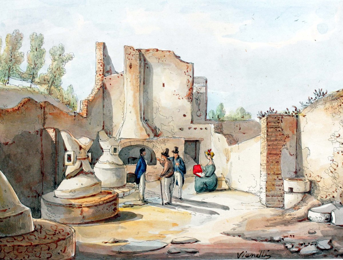 Acquerello su carta Firmato Achille Vianelli ( 1803 - 1894 )-photo-2