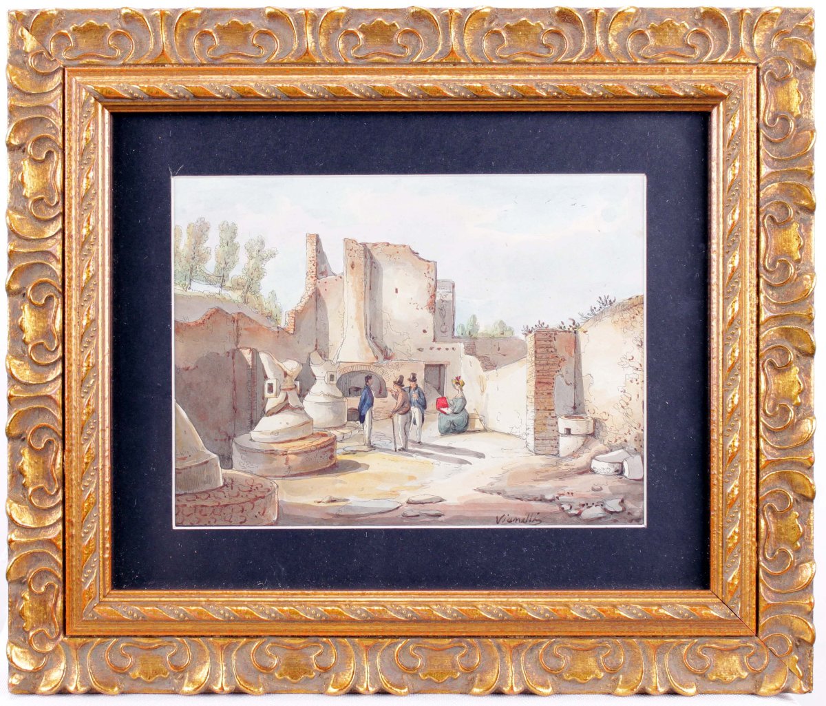 Acquerello su carta Firmato Achille Vianelli ( 1803 - 1894 )