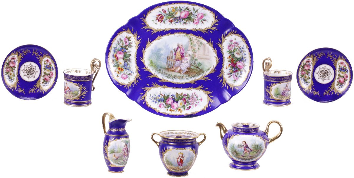 servizio Tete-a-Tete in porcellana Sevres XIX secolo
