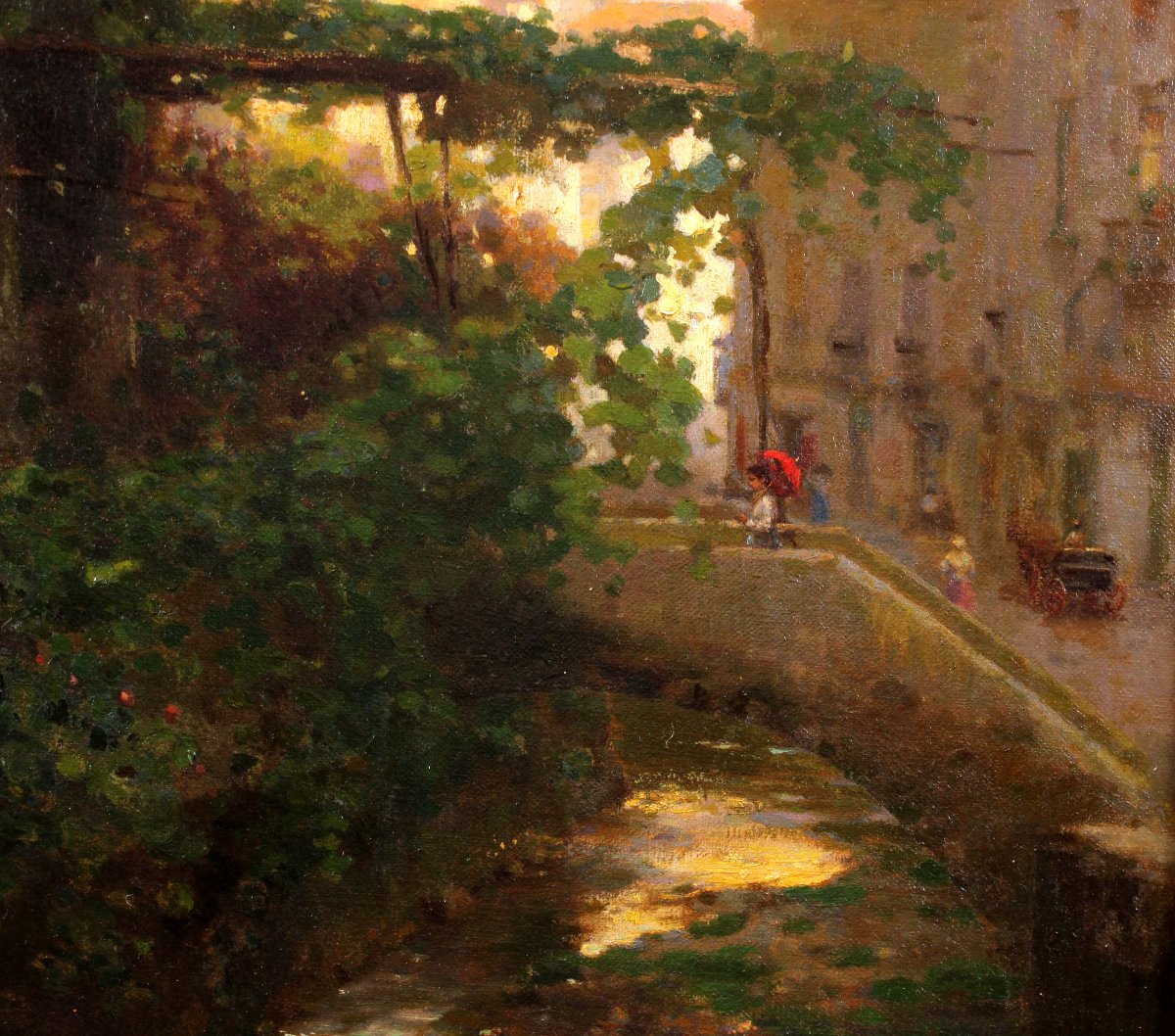 Olio su tela 56 x 44.5 firmato Rubens Santoro ( 1859 - 1841 )-photo-3