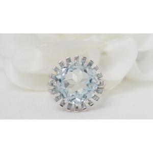 Vintage Ring In White Gold And Aquamarine