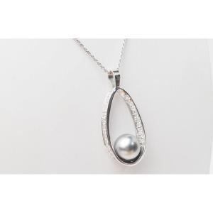 White Gold Pendant, Tahitian Pearl And Diamonds