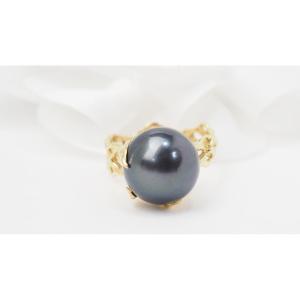 Openwork Ring In Yellow Gold And Tahiti Pearl
