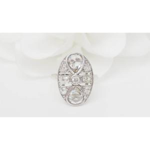 Art Deco Ring In White Gold And Diamonds