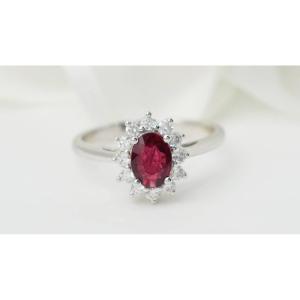 White Gold, Ruby And Diamond Entourage Ring