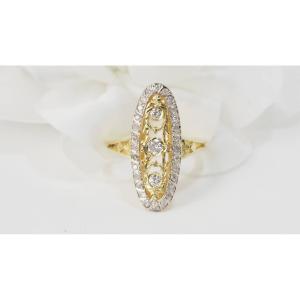Marquise Ring In Two-tone Gold And Diamonds