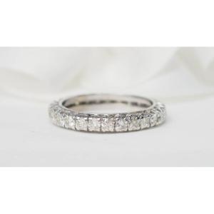 American Wedding Band In White Gold And Diamonds 1.12ct