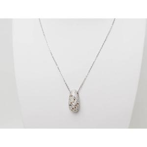 White Gold And Diamond Dome Pendant Necklace