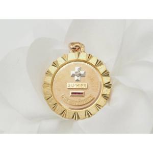 Augis Pendant In Yellow Gold, Ruby And Diamond