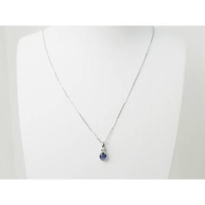 White Gold And Sapphire Solitaire Necklace