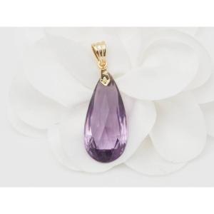 Yellow Gold And Amethyst Briolette Pendant