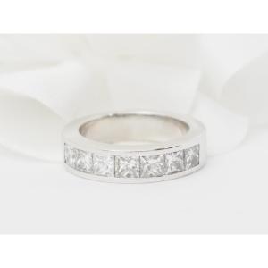 White Gold Wedding Band With 1.50ct Princess-cut Diamonds