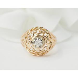 Openwork Tank Ring In Rose Gold And Diamond