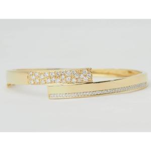 Yellow Gold And Diamond Opening Bangle Bracelet