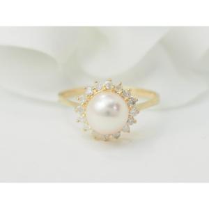 Yellow Gold, Cultured Pearl And Diamond Ring