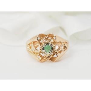 Vintage Rose Gold And Emerald Ring