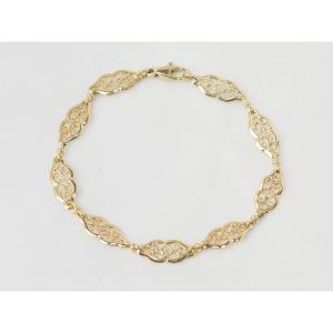 Antique Filigree Link Bracelet In Yellow Gold