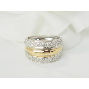 Triple Band Ring In Two-tone Gold And Diamonds