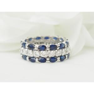 White Gold Wedding Band With Sapphires And Diamonds