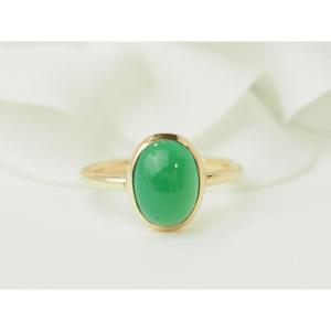 Yellow Gold And Cabochon Agate Ring